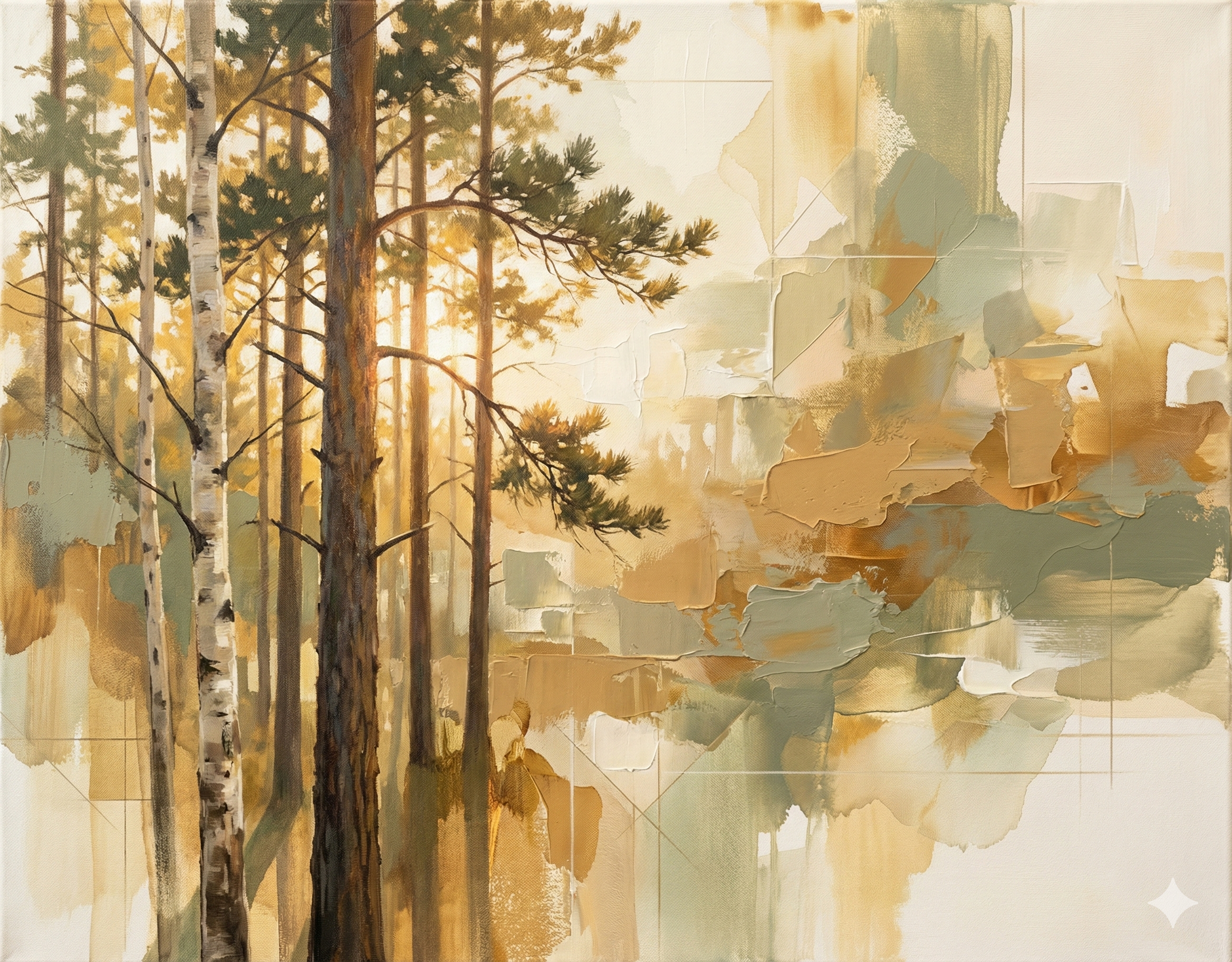 Golden Hour Woodlands: Abstract Texture Painting