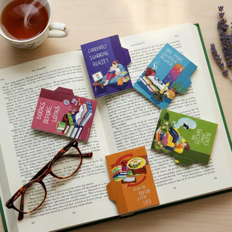 Pack of 5 Magnetic Bookmarks (3.5"x2.5" each) with Side Flap