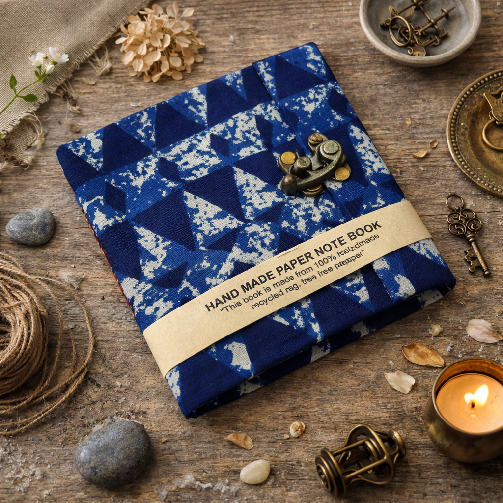 Indigo Mosaic 5"x5" Lock Journal/Sketchbook