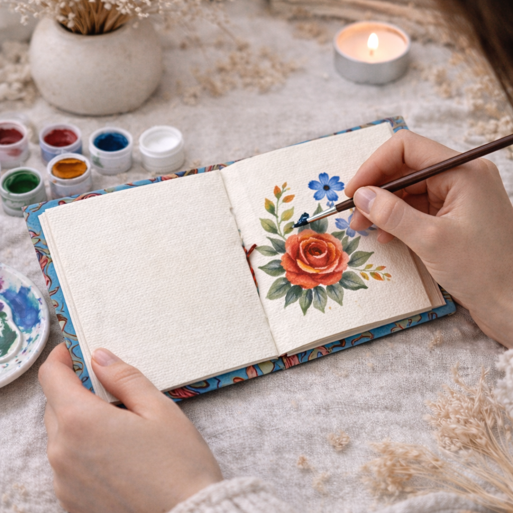 Teal Bloom 5"x5" Lock Journal/Sketchbook