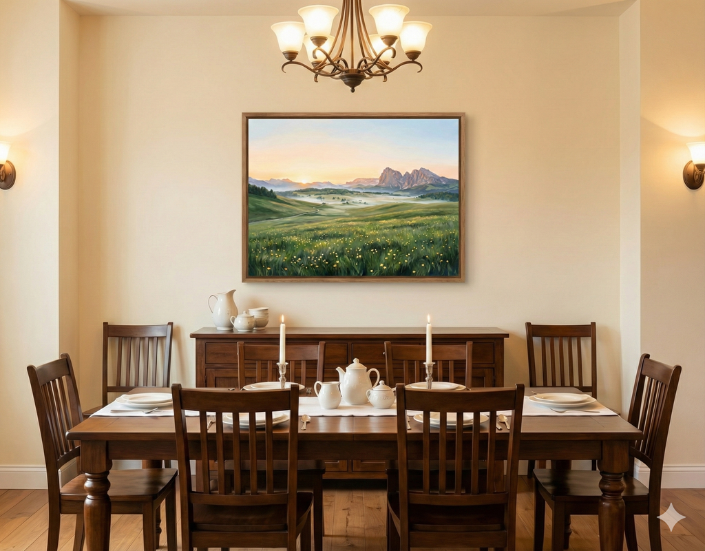 Golden Solitude: Misty Mountain Sunrise – Original Acrylic Painting