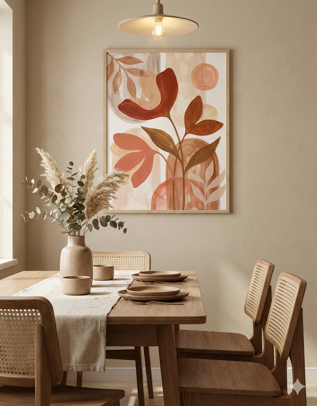 "Terra Flora" – Serene Abstract Boho Floral Painting in Warm Earth Tones