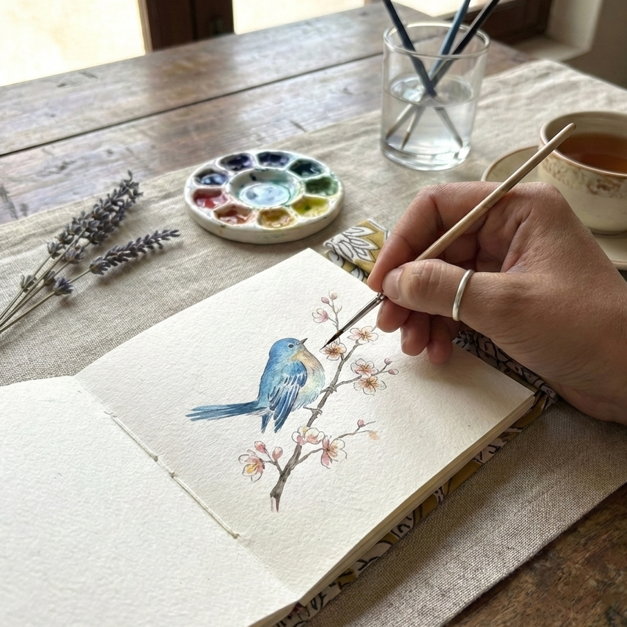 Mustard Bloom 5"x5" Lock Journal/Sketchbook